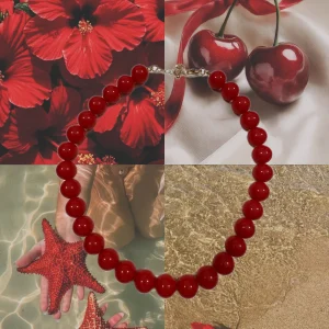 Cadena con bolas rojas lisas